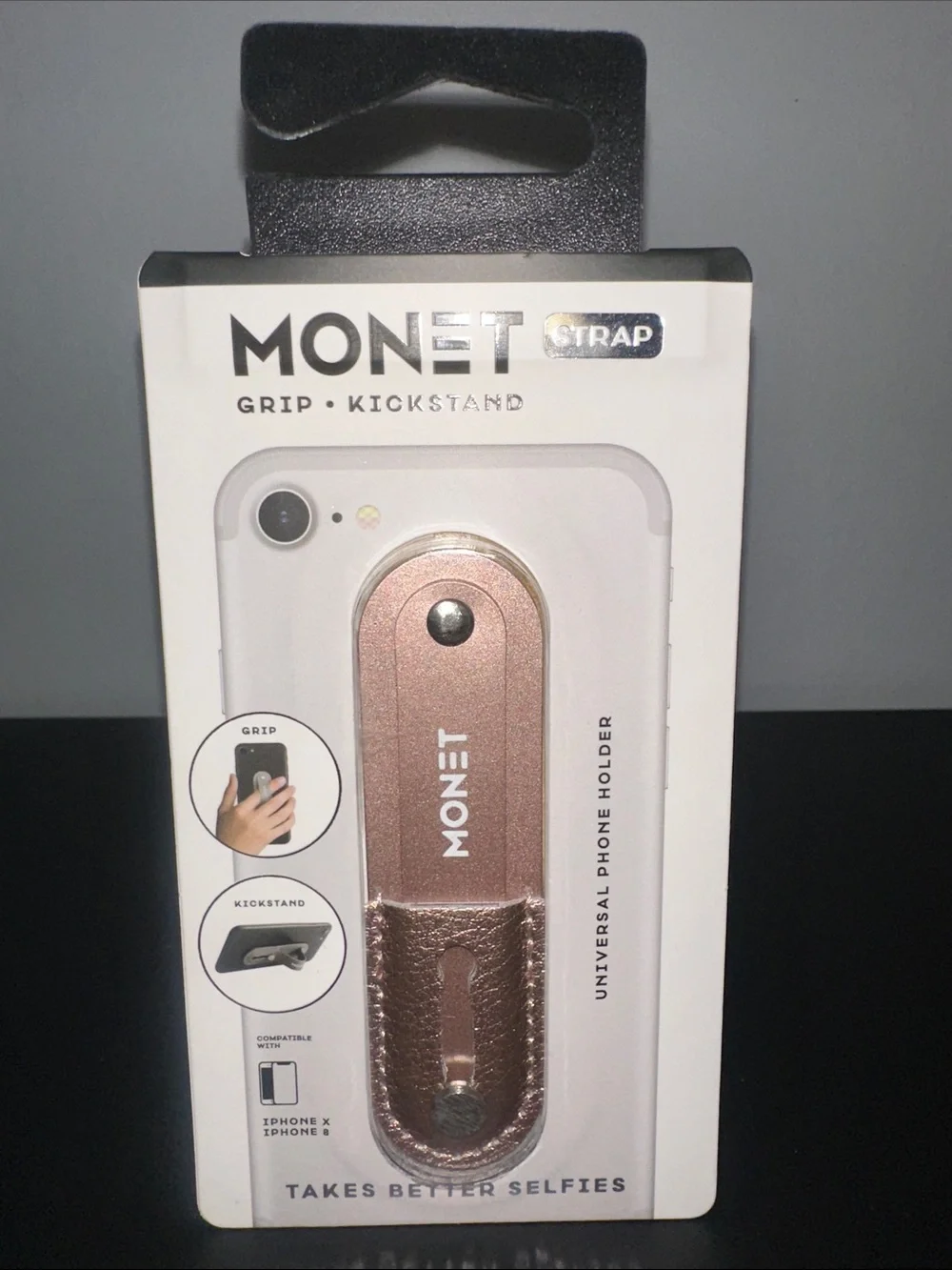 NWT Monet Metallic Rose Gold Phone Strap Grip & Kickstand